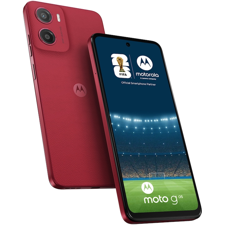 Telefon mobil Motorola moto g05, Dual SIM, 128GB, 8GB RAM, 5200 mAh, Plum Red