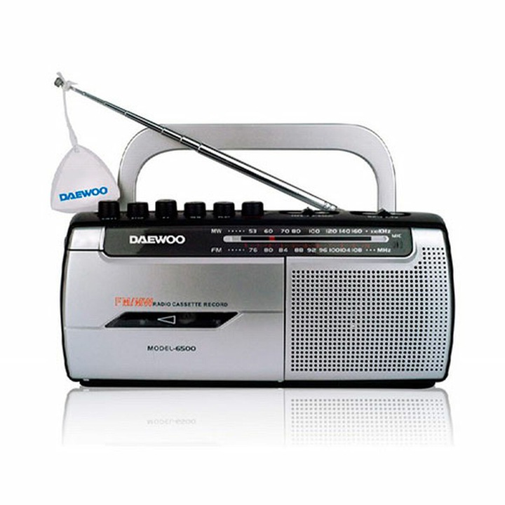 Radio Daewoo, portabil, cu ceas, negru/gri