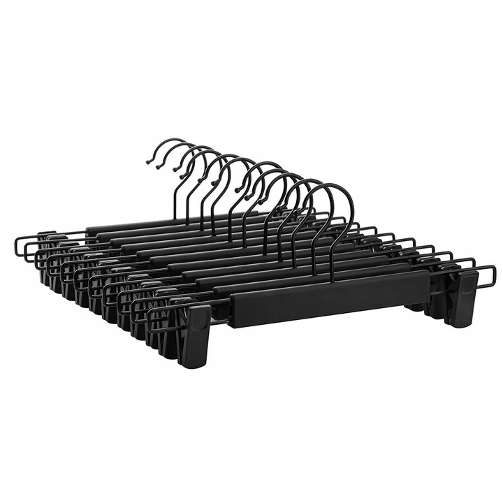 Set 12 umerase pentru pantaloni, Songmics, ajustabile 24x35cm, rotire 360°, negru