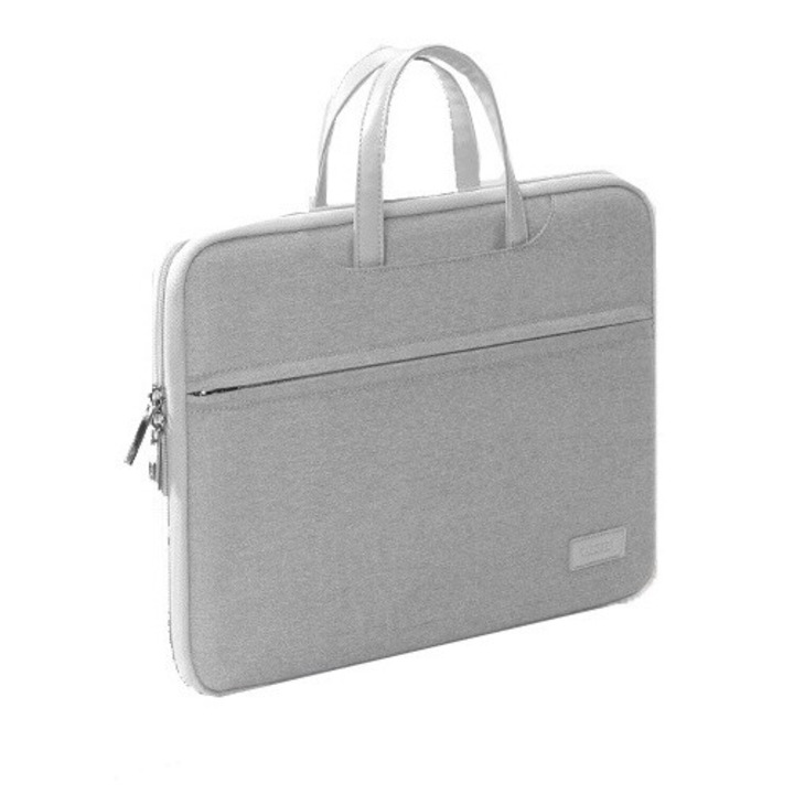 Fudisenn hordozható laptoptáska, 13, 14, 15, 16 hüvelykes, Macbook Pro, Air, Lenovo, Samsung, Huawei készülékekkel kompatibilis, notebookhoz, ultrabookhoz, belső mikroszálas bélés, 3 külső zseb, vízálló, világosszürke, 42×30cm