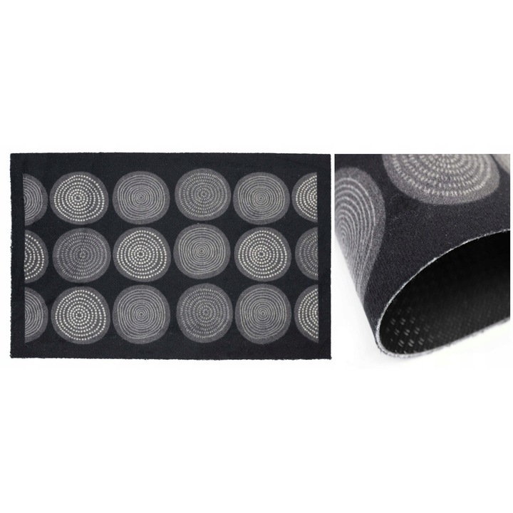 Csúszásgátló bejárati ajtószőnyeg, elSimone, 40x60 cm, 100% poliamid, Kültéri, Könnyen karbantartható, Öko-tex minősítésű, Fekete