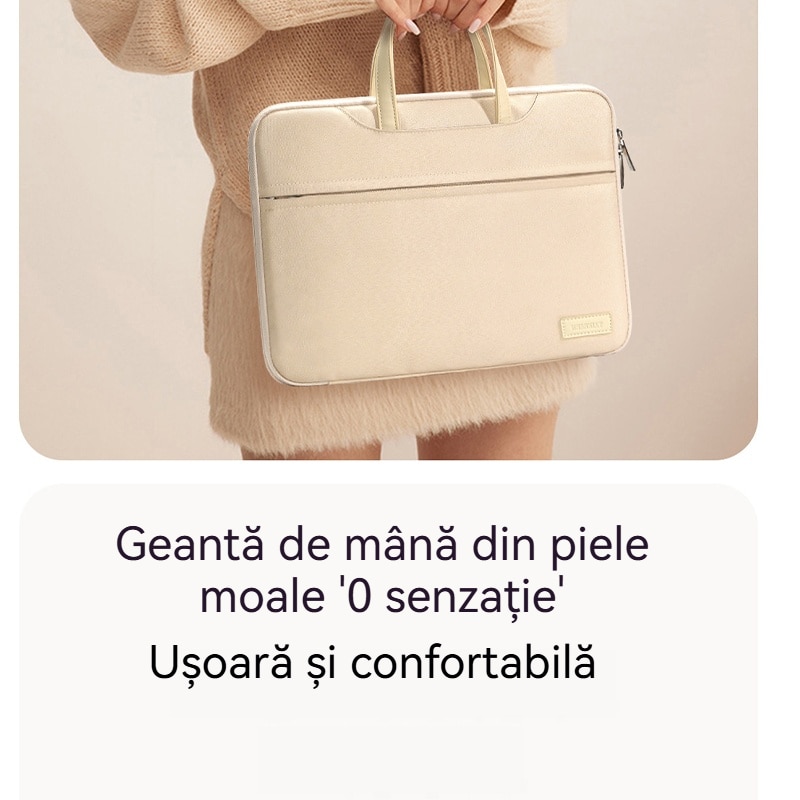 Geanta laptop portabila Fudisenn®, 13'', 14'', 15'', 16'' inch, compatibila Macbook Pro, Air，Lenovo，Samsung, Huawei，pentru notebook, ultrabook, captusit interior cu microfibra, 3 buzunare exterioare, impermeabila, Kaki，42×30cm