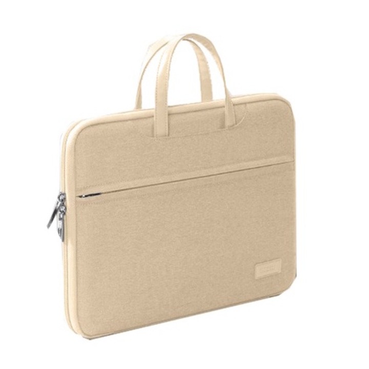 Fudisenn hordozható laptoptáska, 13, 14, 15, 16 hüvelykes, Macbook Pro, Air, Lenovo, Samsung, Huawei készülékekkel kompatibilis, notebookhoz, ultrabookhoz, belső mikroszálas bélés, 3 külső zseb, vízálló, khaki, 42×30cm