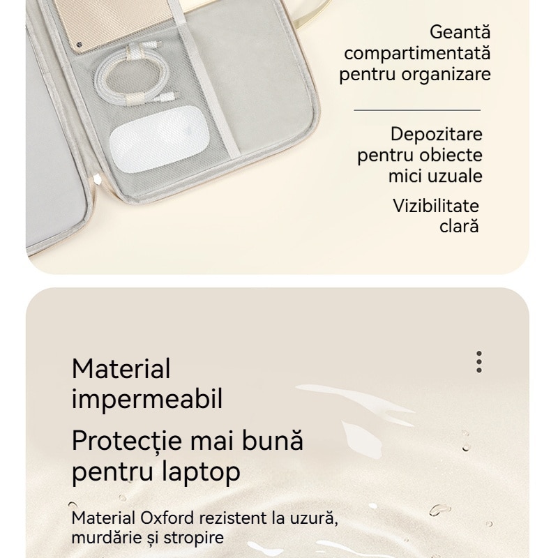 Geanta laptop portabila Fudisenn®, 13'', 14'', 15'', 16'' inch, compatibila Macbook Pro, Air，Lenovo，Samsung, Huawei，pentru notebook, ultrabook, captusit interior cu microfibra, 3 buzunare exterioare, impermeabila, Kaki，42×30cm
