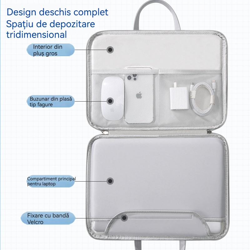 Geanta laptop portabila Fudisenn®, 13'', 14'', 15'', 16'' inch, compatibila Macbook Pro, Air，Lenovo，Samsung, Huawei，pentru notebook, ultrabook, captusit interior cu microfibra, 3 buzunare exterioare, impermeabila, Kaki，42×30cm