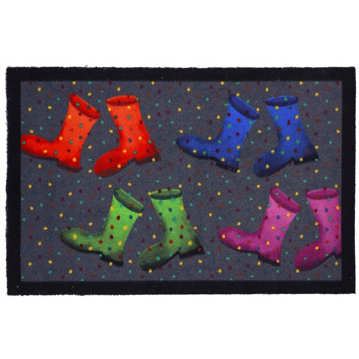 Csúszásgátló bejárati ajtószőnyeg, elSimone, Creation home, 40 cm x 60 cm, Poliamid, Négyszögletű, Kültéri, Öko-tex minősítésű, Könnyen karbantartható, Többszínű