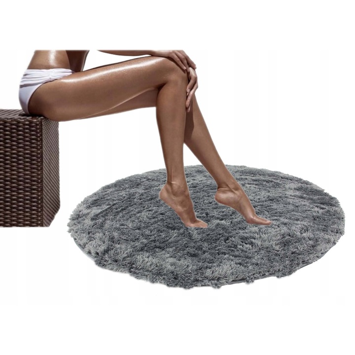 Covor De Baie, Elsimone, Softi Bath, 100 cm, Gri, Pufos Si Antiderapant, Moale Din Microfibra, Sigur Si Usor De Curatat, Lavabil In Masina, Ideal Pentru Baie, Cald Si Cu Design Modern