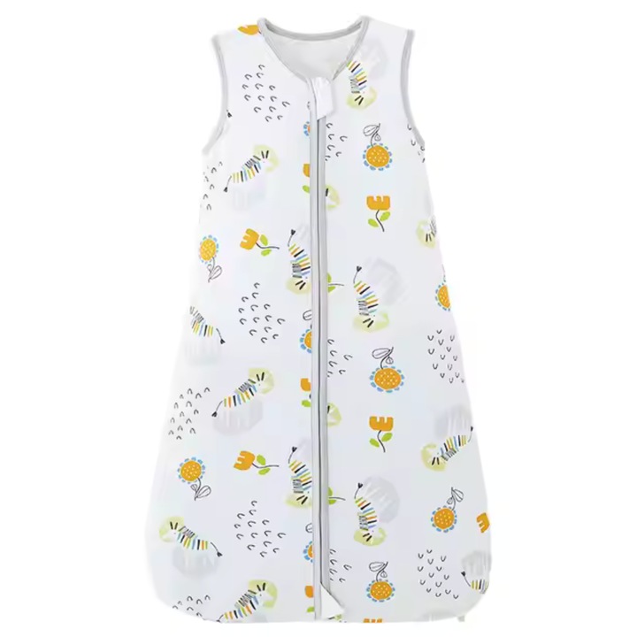 Sac de dormit bebelusi, 100% bumbac, Pentru vara, TOG 0.5, Incaperi 25°- 32°, 83cm, 12-18 luni, Model zebre