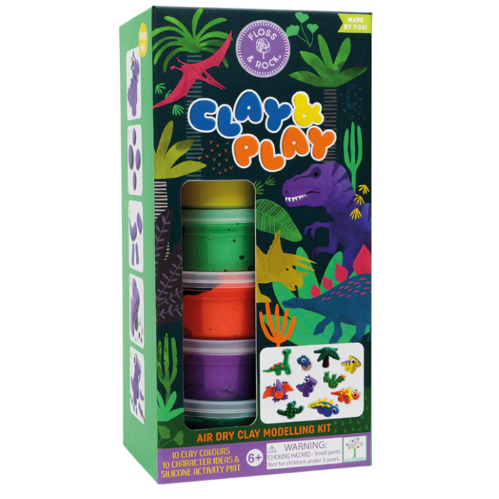 Set plastilina Floss & Rock, Clay & Play, Dino