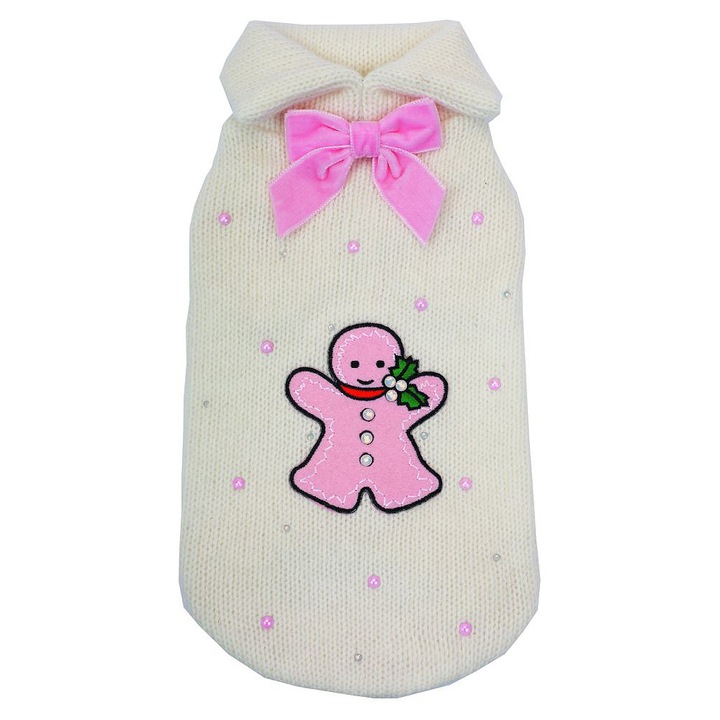 Pulover pentru caini - Ginger Bread Man in Pink -XS