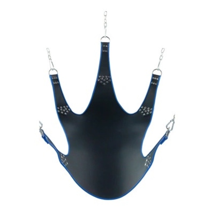 Мъжки кожен колан, Mr. Sling, със сини детайли, 113x122см