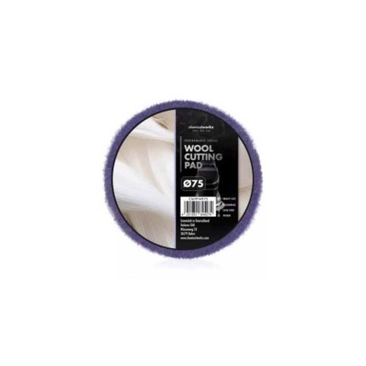 Disc polish abraziv cu blana, violet Chemicalworkz Wool Cutting Pad 75MM