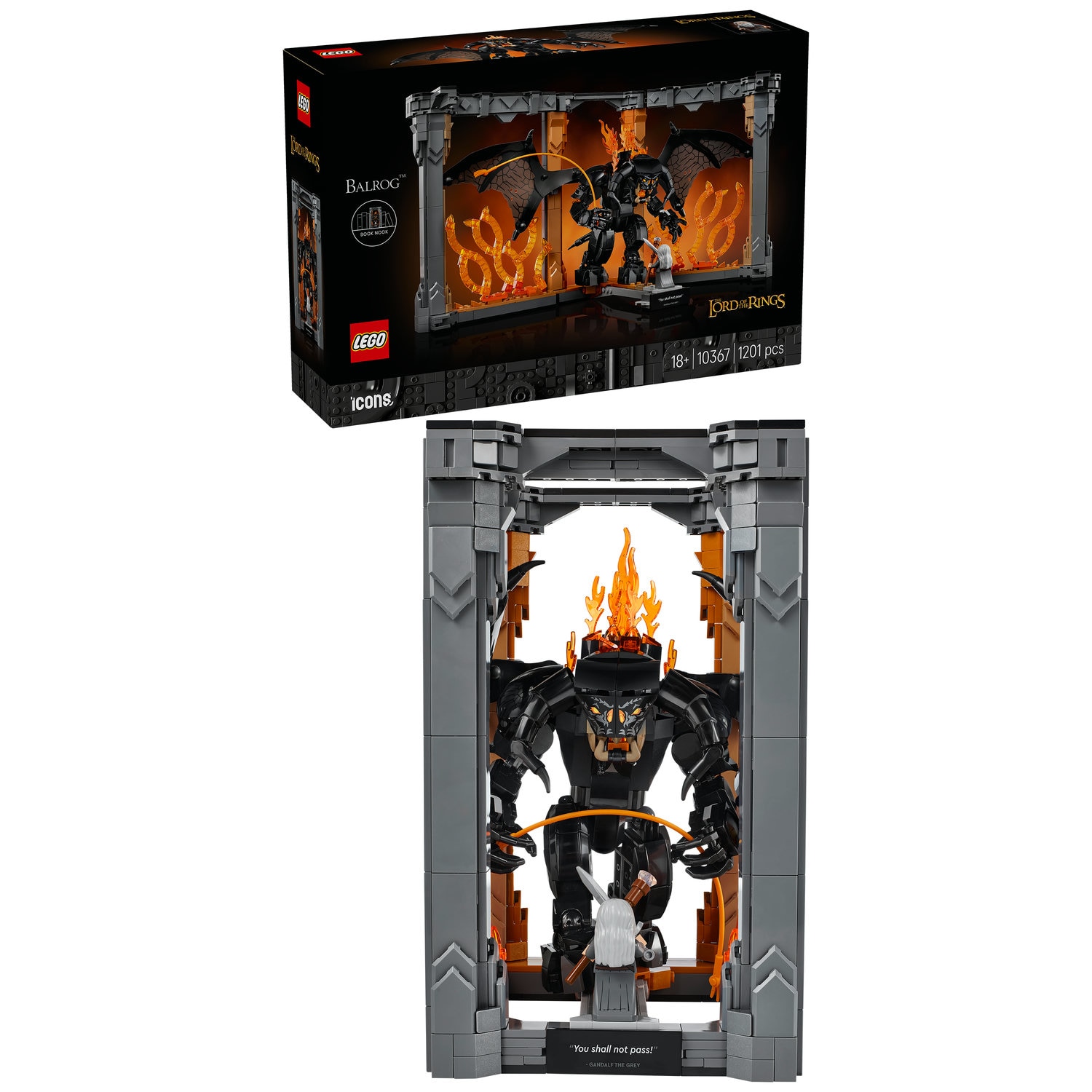 LEGO® Icons - Stapanul inelelor: Diorama pentru biblioteca cu un Balrog™ 10367, 1201 piese