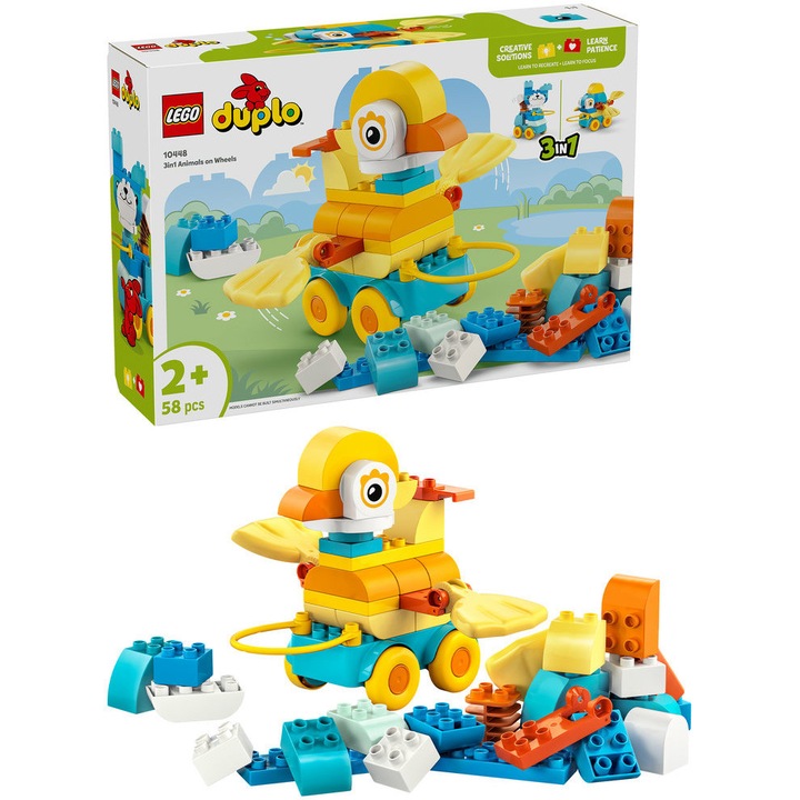 LEGO® DUPLO® - 3 az 1-ben guruló állatok 10448, 58 darabos