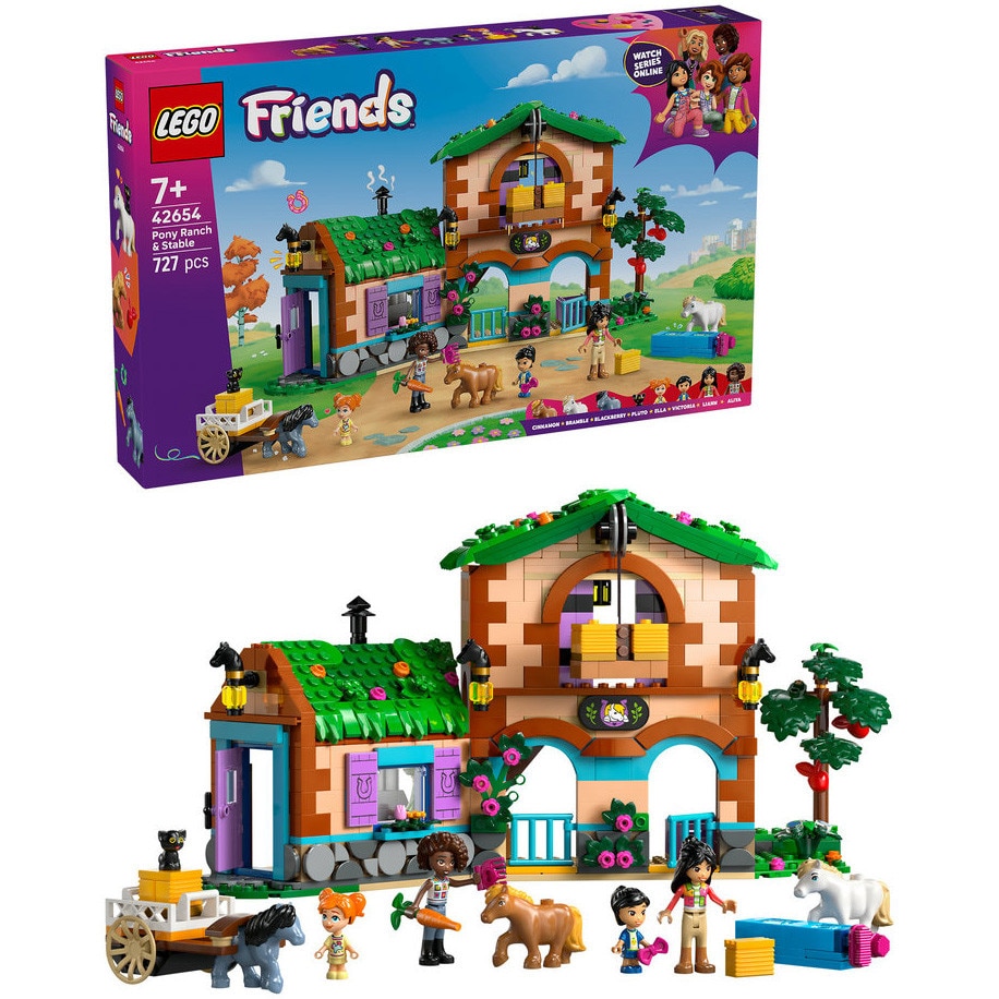 LEGO® Friends - Ferma si grajd pentru ponei 42654, 727 piese