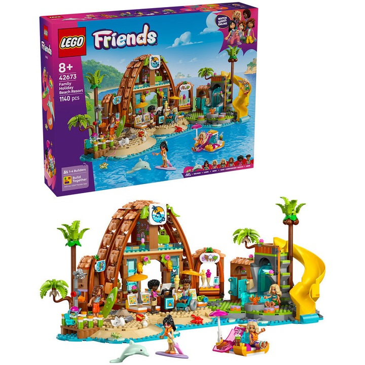 LEGO® Friends - Statiune de pe litoral pentru vacanta cu familia 42673, 1140 piese