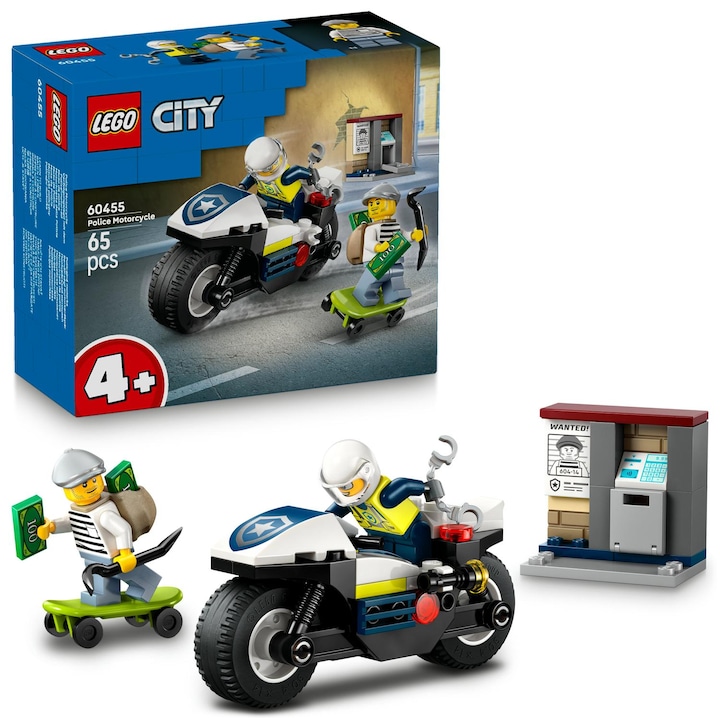 LEGO® City - Üldözés rendőrségi motorkerékpárral 60455, 65 db