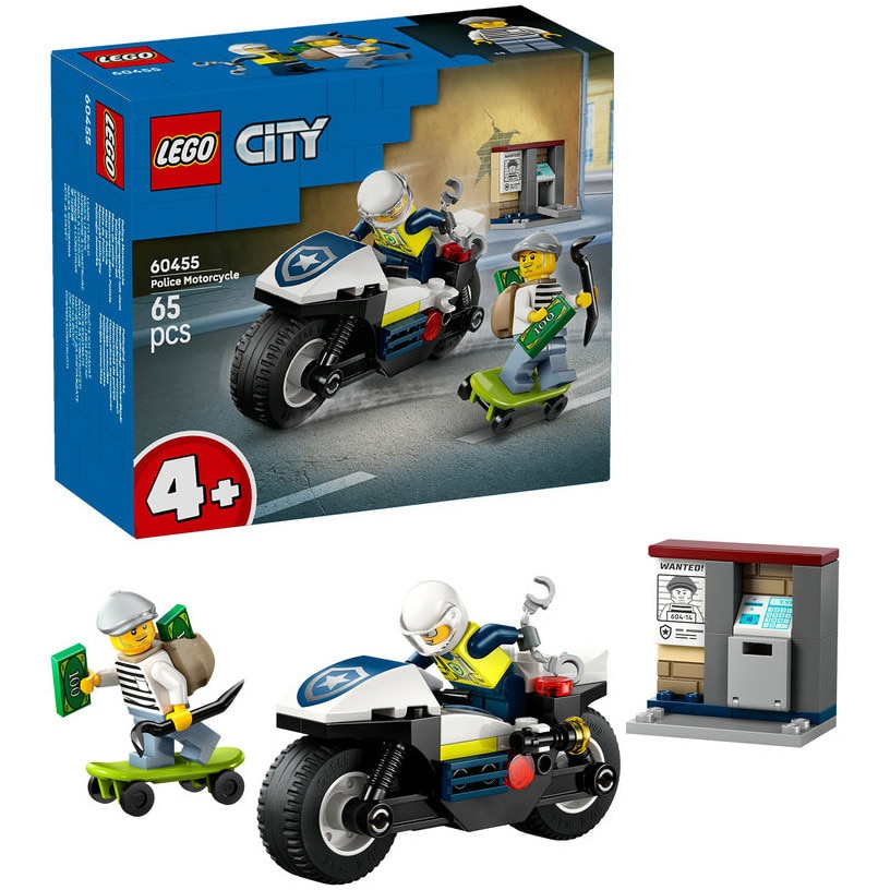 LEGO® City - Urmarire cu motocicleta de politie 60455, 65 piese