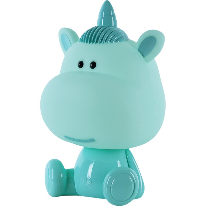 Lampa de noapte pentru copii Kite LED unicorn, cu acumulator 1200mAh si incarcare USB, lumina alba 4000K, 8 moduri de iluminare RGB, verde