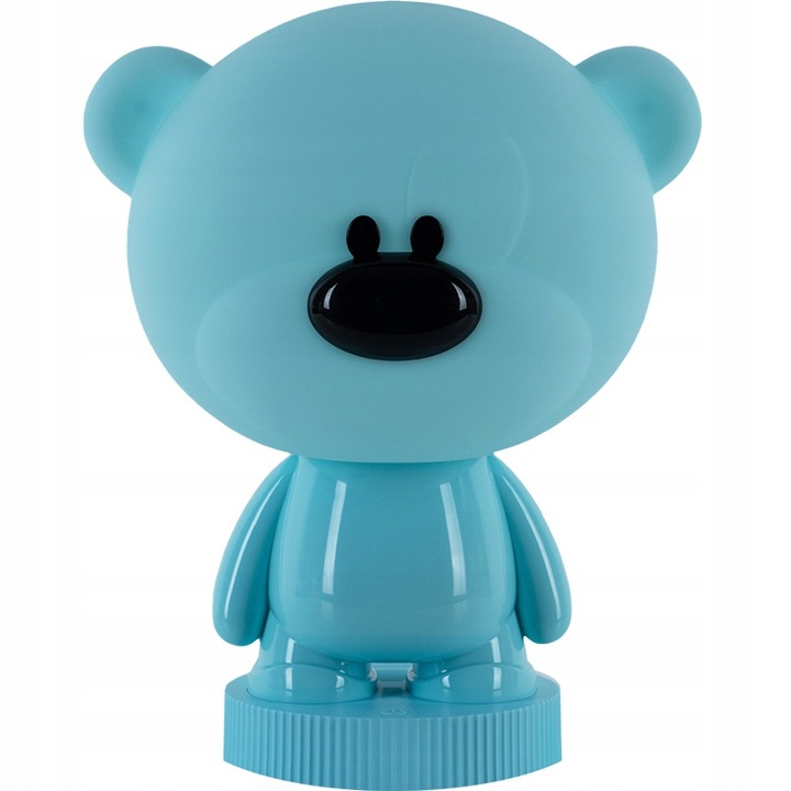 Lampa de noapte pentru copii Kite LED ursulet, cu acumulator 1200mAh si incarcare USB, lumina alba 4000K, 8 moduri de iluminare RGB, albastru