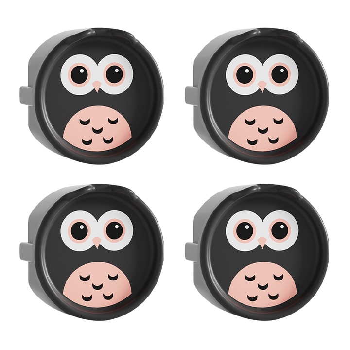 Set 4 protectii priza, Rasarit, Silicon, Negru