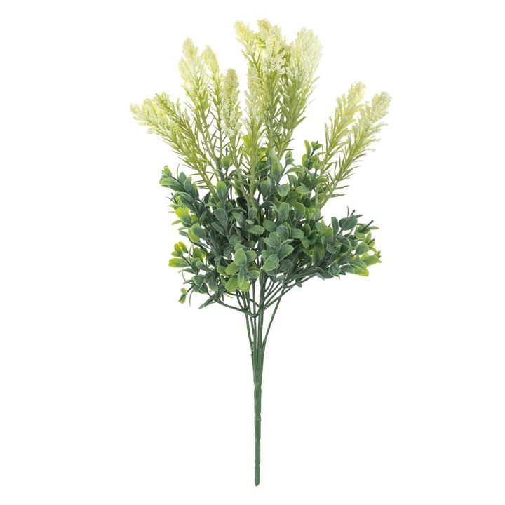 Buchet flori artificiale de lanvanda cu 7 ramuri & flori albe 36cm