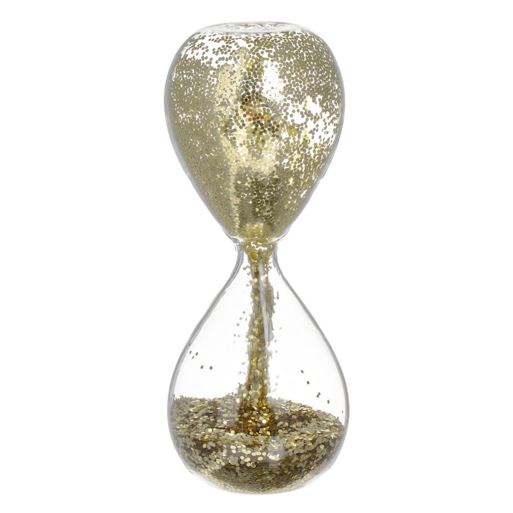 Clepsidra Decorativa 3D cu Glitter de Culoare Aurie Ø5x13cm