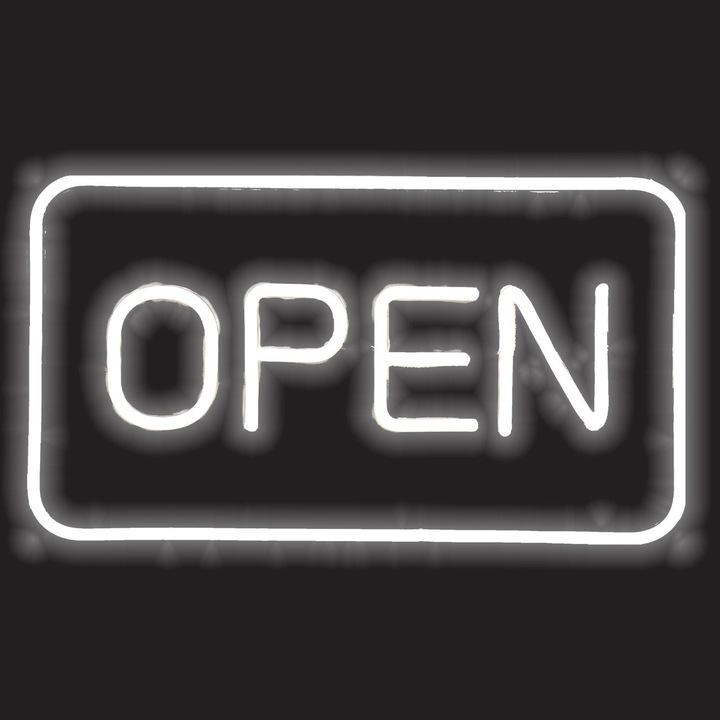 Lampa LED neon "Open", alb, 41x23.5cm