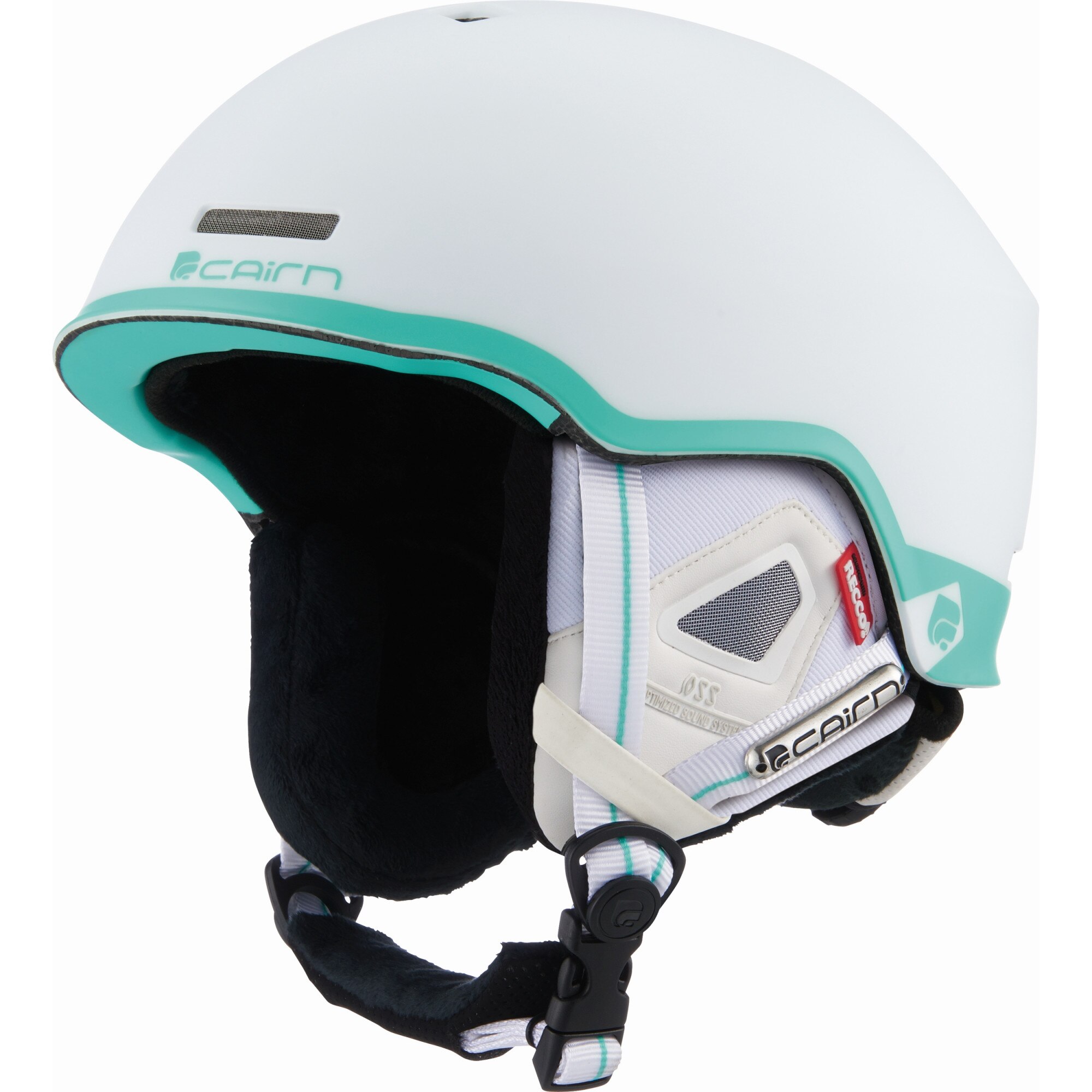 Casca ski si snowboard Cairn Centaure Rescue, inclusiv esarfa protectie gura si gat, alb/turcoaz, marimea 54/56