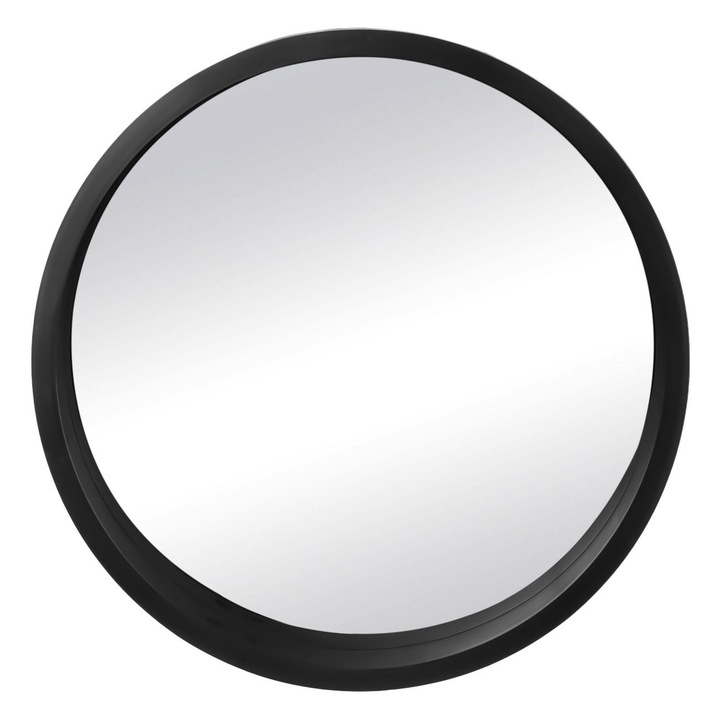 Kerek matt fekete falitükör, 50 cm, széles keret, 6 cm-es szél