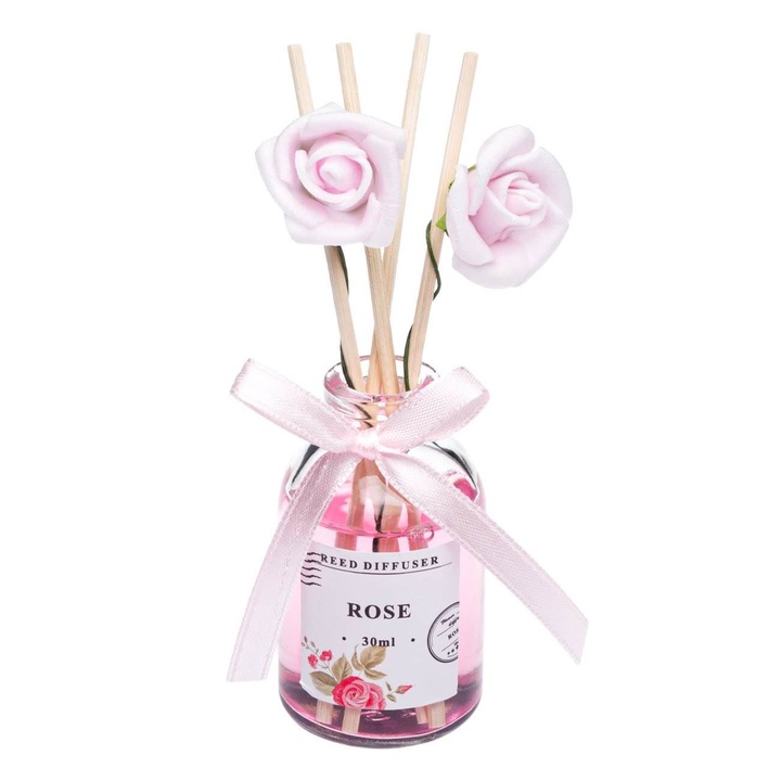 Ароматно масло с пръчици, аромат на роза, 30мл, 4,5х4,5х13см