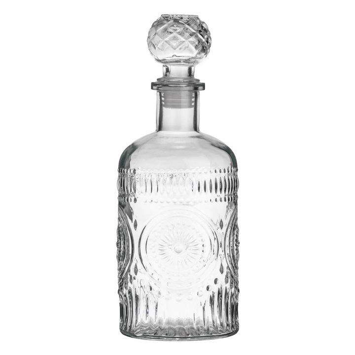 Прозрачна цилиндрична бутилка с релефен мотив, 1000мл, 10х27,5см