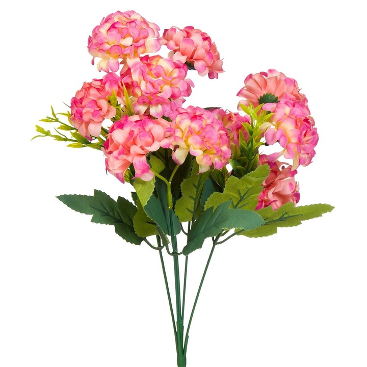 Buchet de Hortensie artificial, Roz, 37 cm