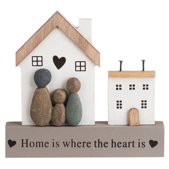 Decorațiune de Masă Familie, Alb-Gri, 15x2x14cm