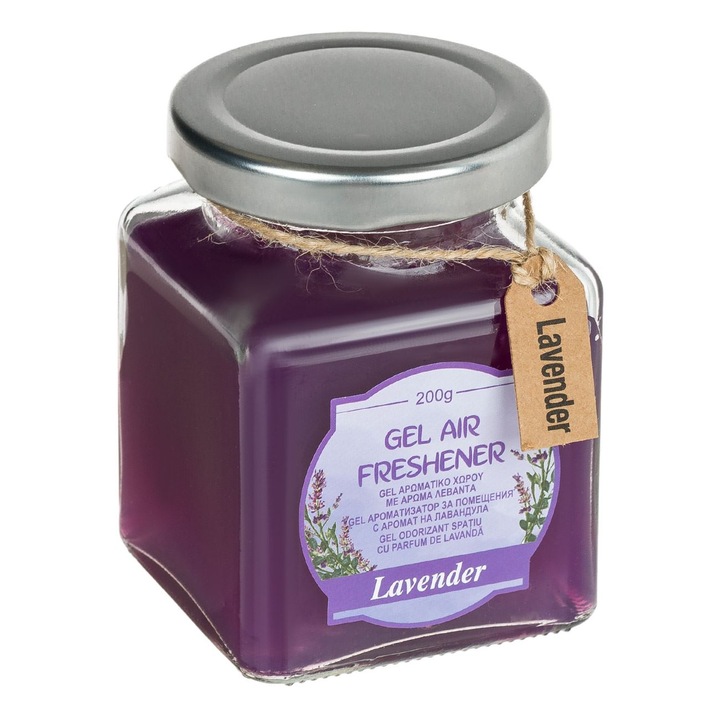 Odorizant cameră gel mov 200g, recipient sticlă, aromă iasomie