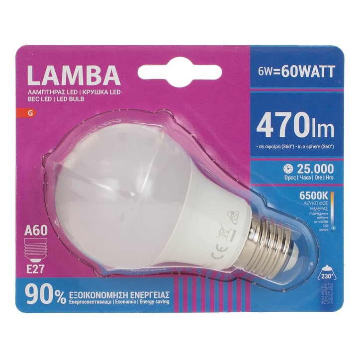 Bec led e27 6w (a60) - lumina alba