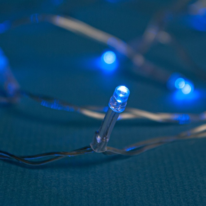 20 LED осветителна система, захранвана с батерии 2,20 м - синя