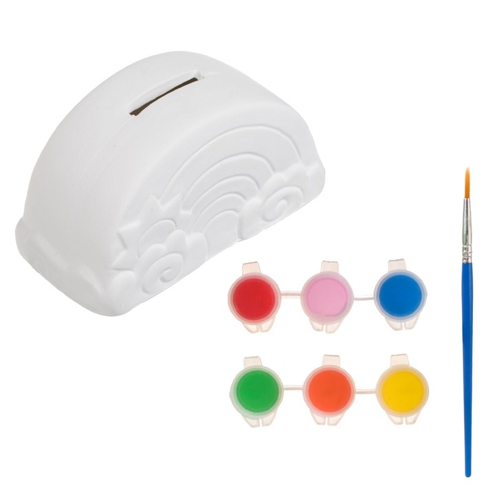 Set pictură pusculiță curcubeu, 6 vopsele, 13.5x7x7.5cm