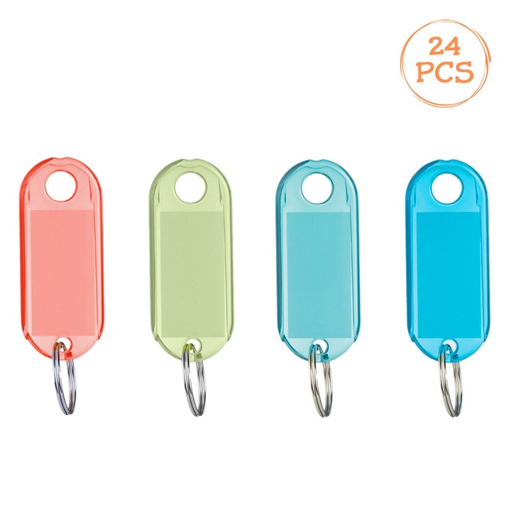 Dupla színű akasztócímkék gyűrűvel, 24 db, többszínű, 4,9x2cm