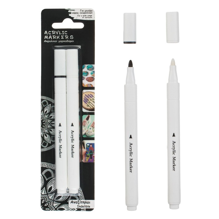 Rajzkészlet Tartós jelölők Fekete-fehér, 3,5 mm, 2db, 5,5x1x20,5cm