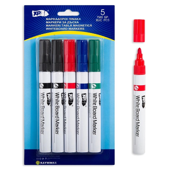 Set markere pentru tabla alba, multicolor, 5buc
