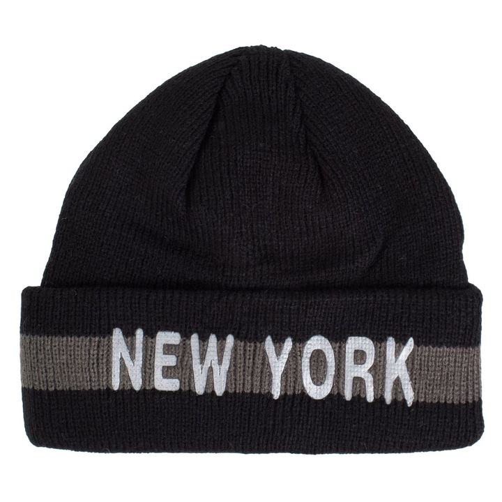 Caciula Neagra Gri cu Imprimeu "New York" pentru Femei