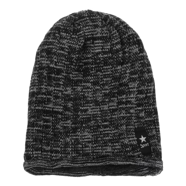 Черна плетена шапка, сива шапка с подплата за мъже