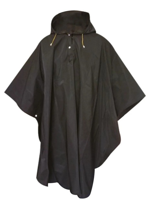 Poncho impermeabil adulti, negru, usor cu nasturi, gluga, multicolor, One Size
