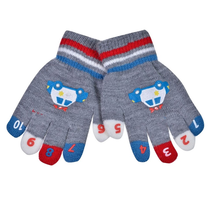Manusi cu Degete Numerotate pentru, Gri, 2-5 ani