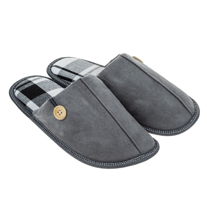 Домашни чехли сиви, карирана подметка, размер One Size INTL