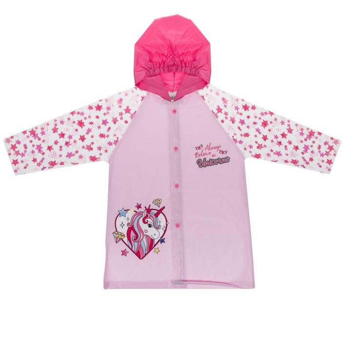 Pelerină de ploaie pentru fete, model unicorn, multicolor, 6 ani