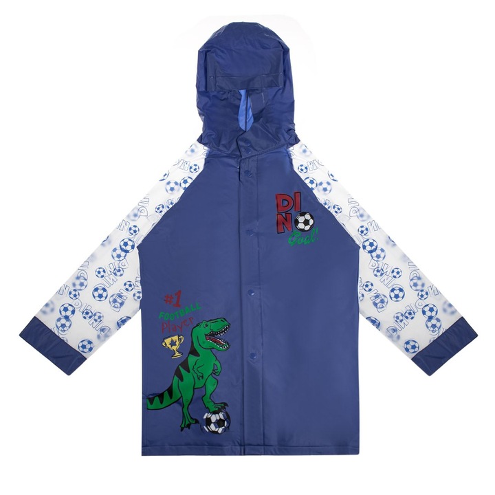 Pelerina de ploaie pentru copii, dinozauri, albastră, multicolor, One Size