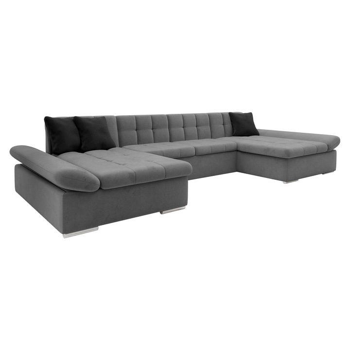 Coltar rabatabil Agata, MIRJAN 24, gri + negru, 160x360x75 cm