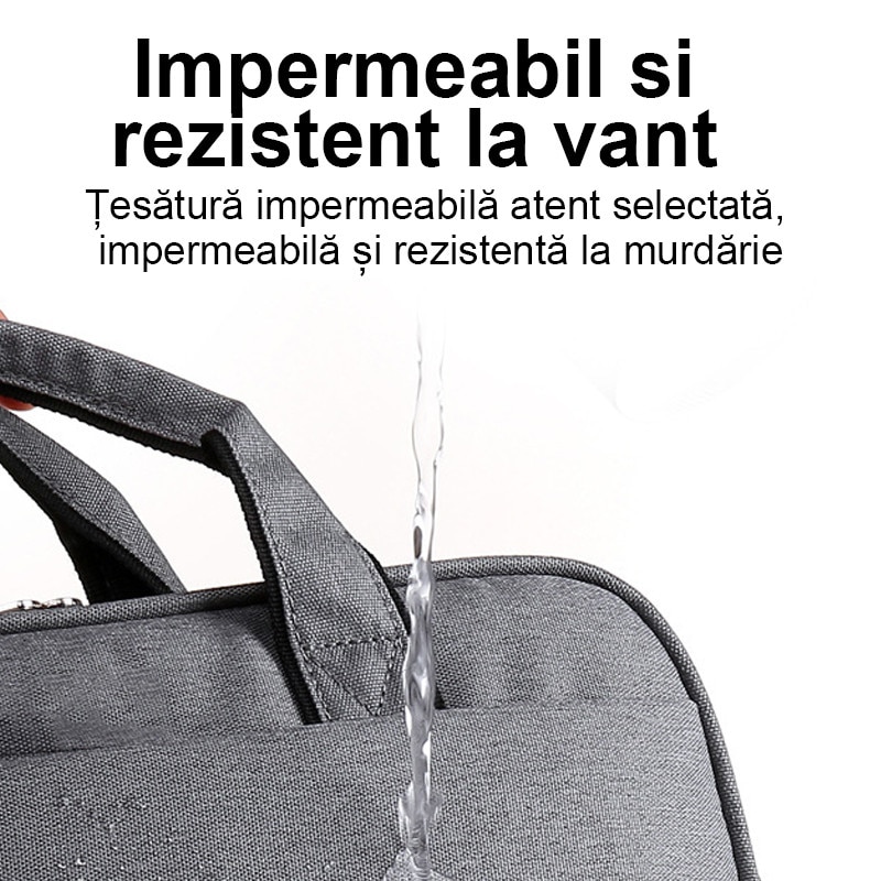 Geanta laptop portabila, 13'', 14'', 15'', 16'' inch, pentru notebook, ultrabook， Fudisenn®, impermeabila, 4 compartimente 13-16inch, 43.5x32x6.5cm, negru